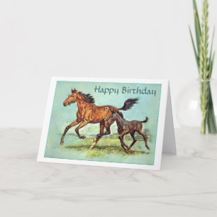 Tarjeta de cumpleaños del caballo y del potro