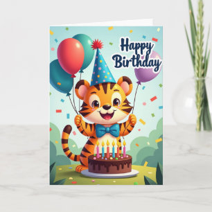 Tarjeta de cumpleaños del cachorro rayado
