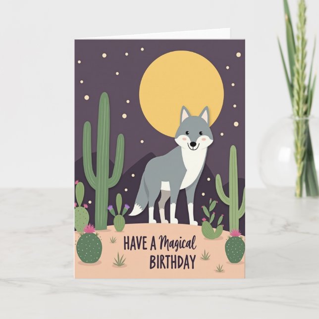 Tarjeta de cumpleaños del cactus perro dulce (Anverso)