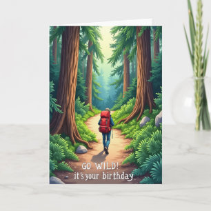 Tarjeta de cumpleaños del camino del bosque de ave