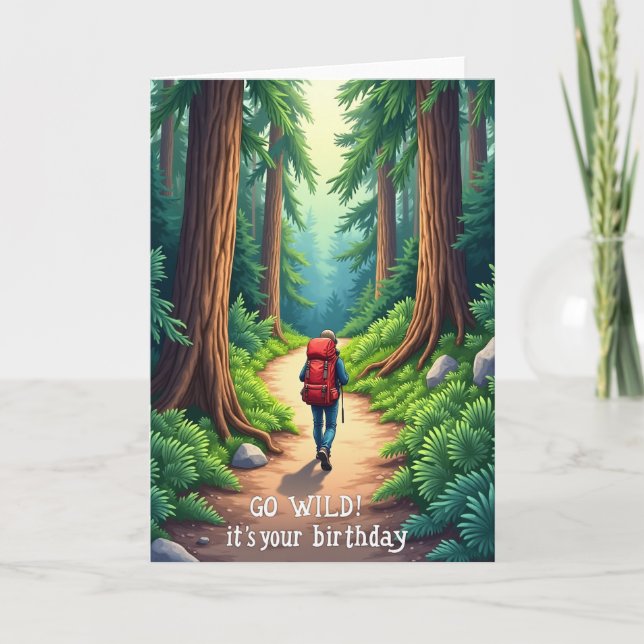 Tarjeta de cumpleaños del camino del bosque de ave (Anverso)