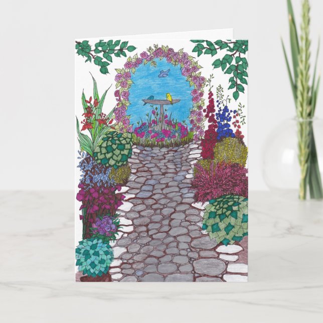 Tarjeta de cumpleaños del camino del jardín (Anverso)