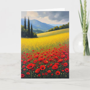 Tarjeta de cumpleaños del campo de amapolas