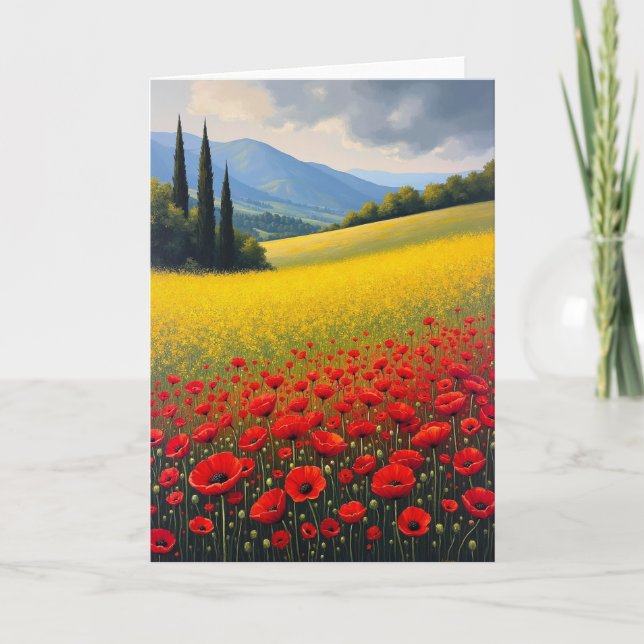 Tarjeta de cumpleaños del campo de amapolas (Anverso)