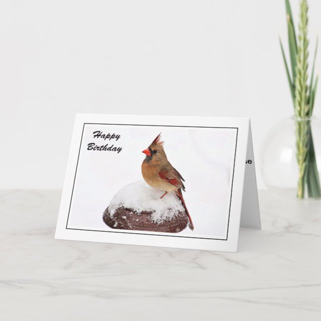Tarjeta de cumpleaños del cardenal femenino (Anverso)