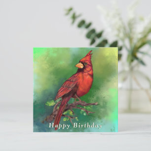 Tarjeta de cumpleaños del cardenal rojo del norte
