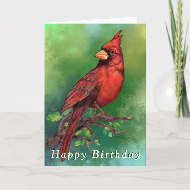 Tarjeta de cumpleaños del cardenal rojo del norte (Anverso)