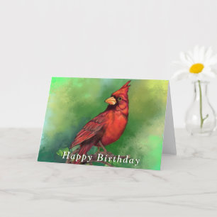 Tarjeta de cumpleaños del cardenal rojo del norte