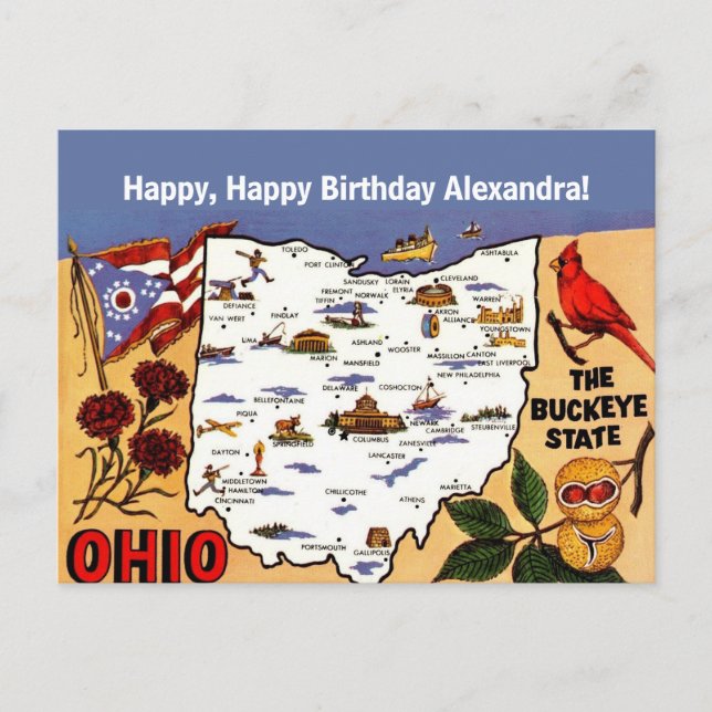 Tarjeta de cumpleaños del castaño de Ohio (Anverso)