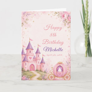 Tarjeta de cumpleaños del castillo y carruaje de l
