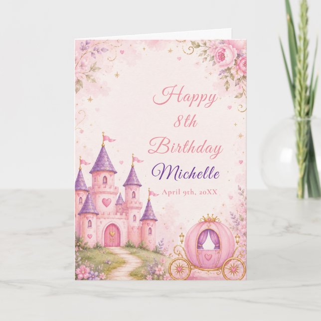 Tarjeta de cumpleaños del castillo y carruaje de l (Anverso)