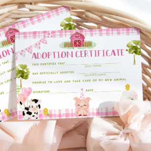Tarjeta de cumpleaños del certificado de adopción 