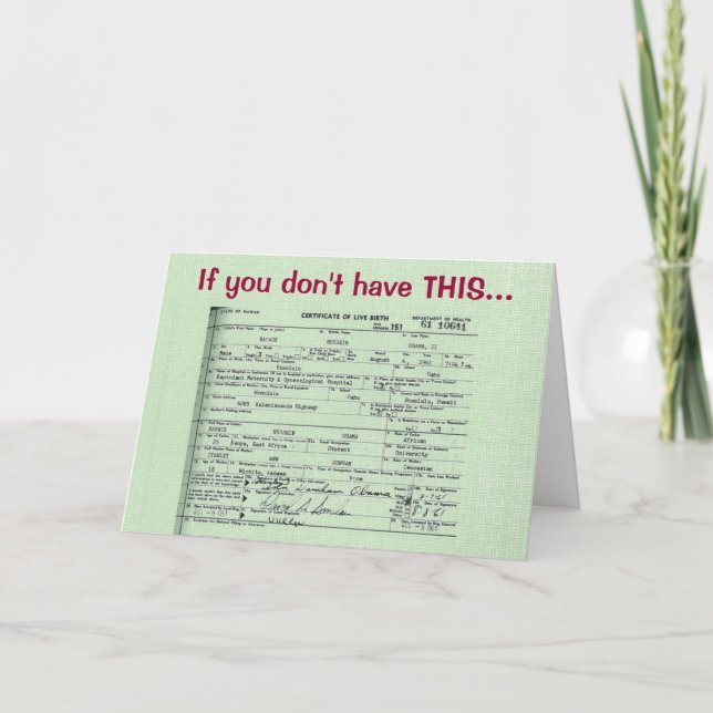 Tarjeta de cumpleaños del certificado de nacimient (Anverso)