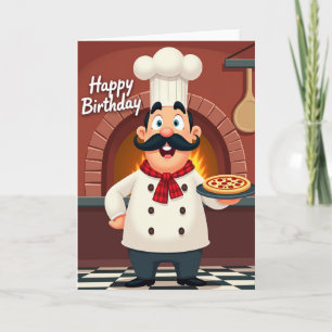 Tarjeta de cumpleaños del chef con horno