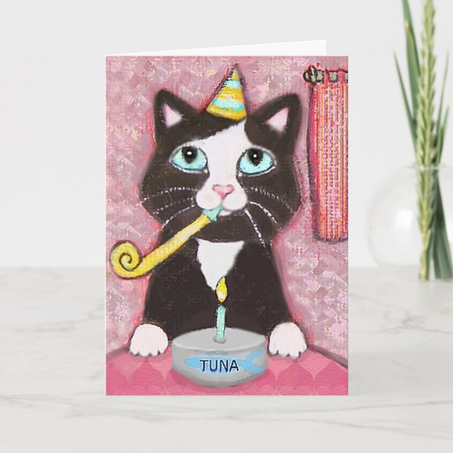 Tarjeta de cumpleaños del Chica Cat Lover (Anverso)