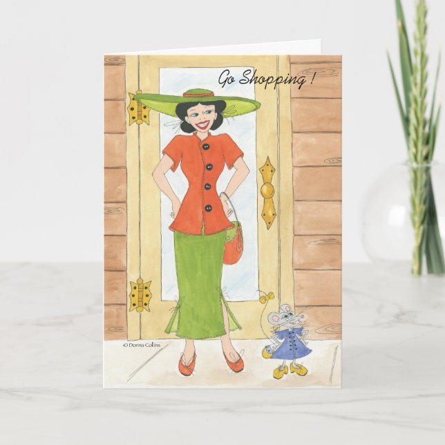 Tarjeta de cumpleaños del Chica de compras Go (Anverso)