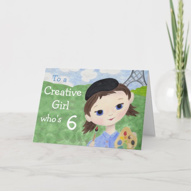 Tarjeta de cumpleaños del chica del artista 6ta (Anverso)