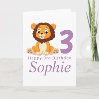 tarjeta de cumpleaños del chica del león lindo