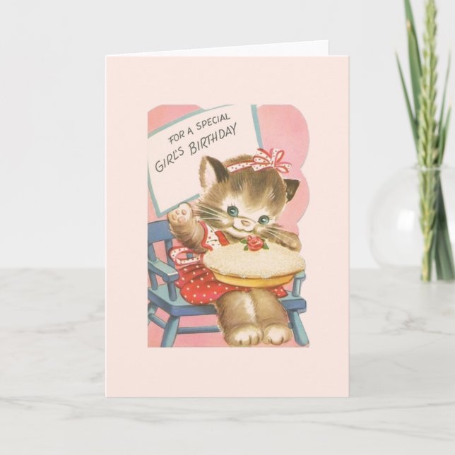 Tarjeta de cumpleaños del Chica Vintage (Anverso)