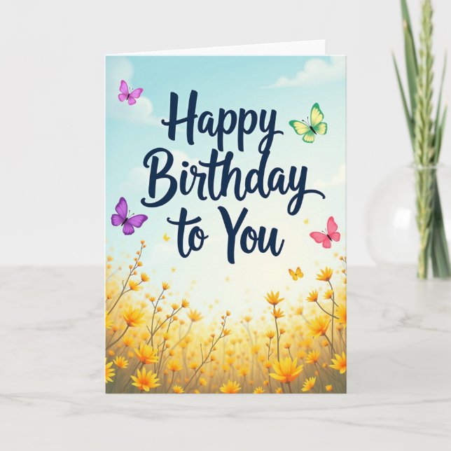 Tarjeta de cumpleaños del cielo alegre (Anverso)