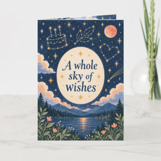 Tarjeta de cumpleaños del cielo celestial de deseo