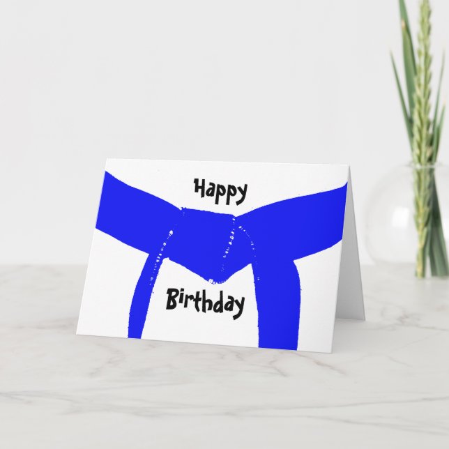 Tarjeta de cumpleaños del cinturón azul claro de a (Anverso)