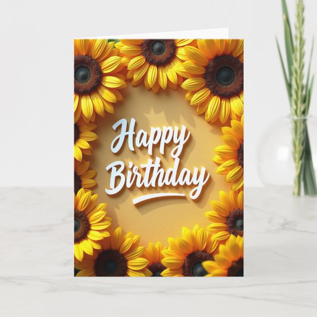 Tarjeta de cumpleaños del círculo radiante (Anverso)