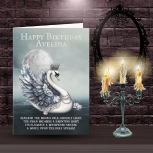 Tarjeta de cumpleaños del cisne gótico
