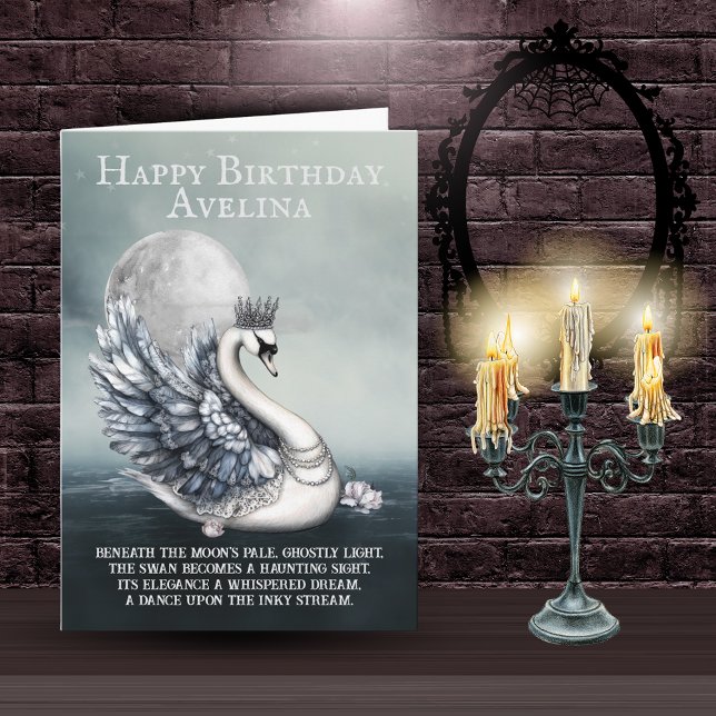 Tarjeta de cumpleaños del cisne gótico (Subido por el creador)