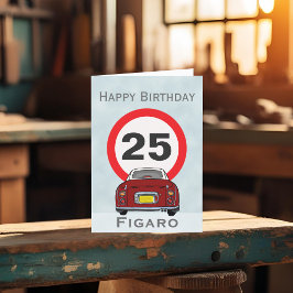 Tarjeta de cumpleaños del coche del Figaro Rojo
