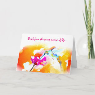 Tarjeta de cumpleaños del colibrí del "néctar