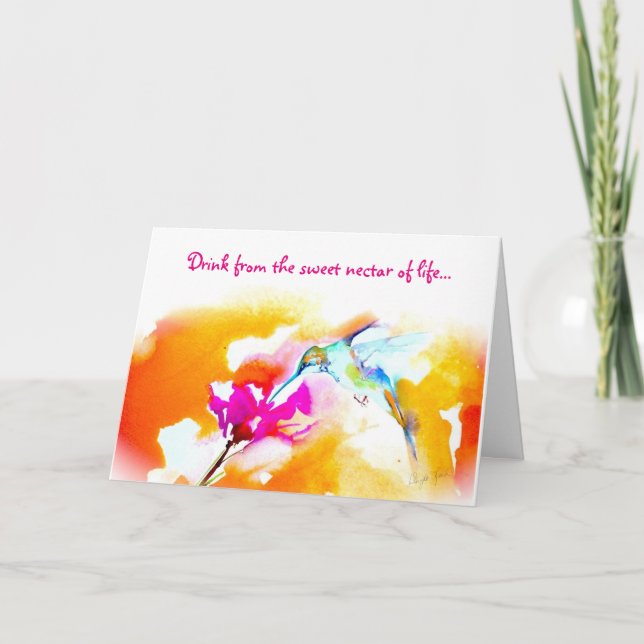Tarjeta de cumpleaños del colibrí del "néctar (Anverso)