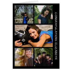 Tarjeta de Cumpleaños del Collage de cinco graduac