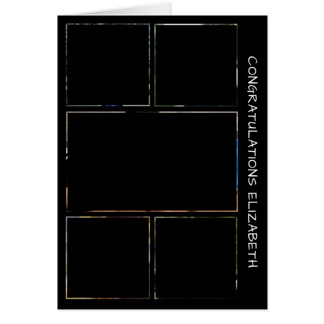 Tarjeta de Cumpleaños del Collage de cinco graduac (Frente)