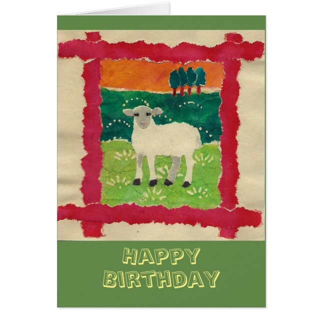 Tarjeta de cumpleaños del cordero (Frente)