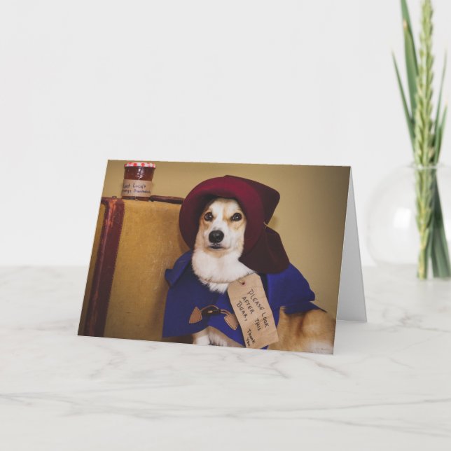 Tarjeta de cumpleaños del Corgi de Paddington (Anverso)