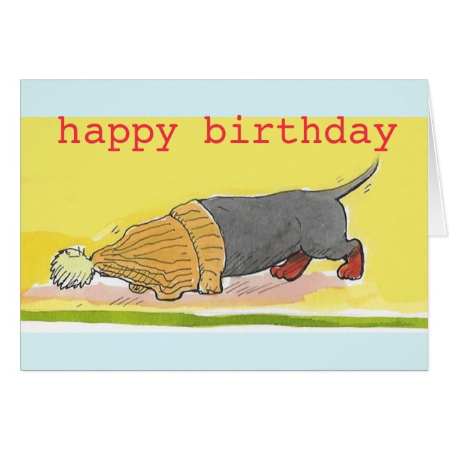 Tarjeta de cumpleaños del Dachshund (Anverso (Horizontal))