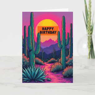 Tarjeta de cumpleaños del desierto de neón