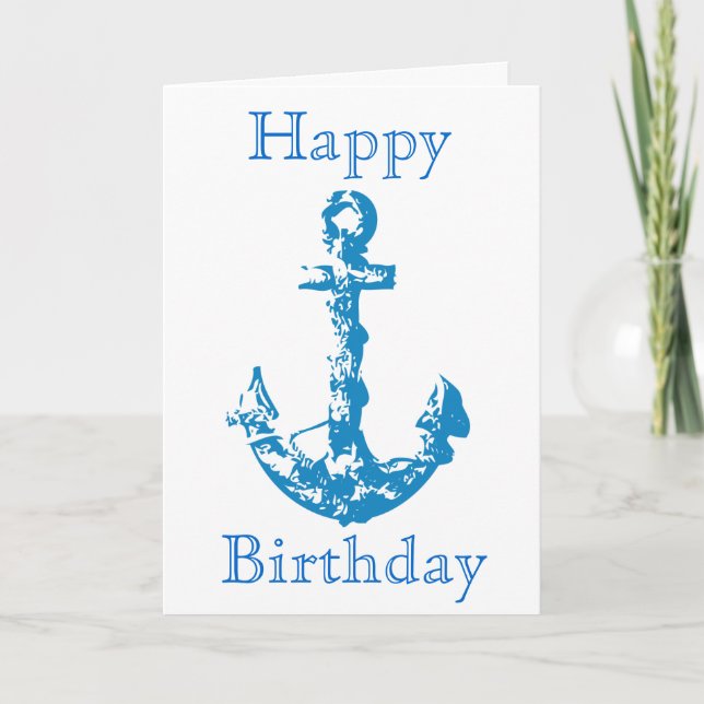 Tarjeta de cumpleaños del diseño del ancla (Anverso)