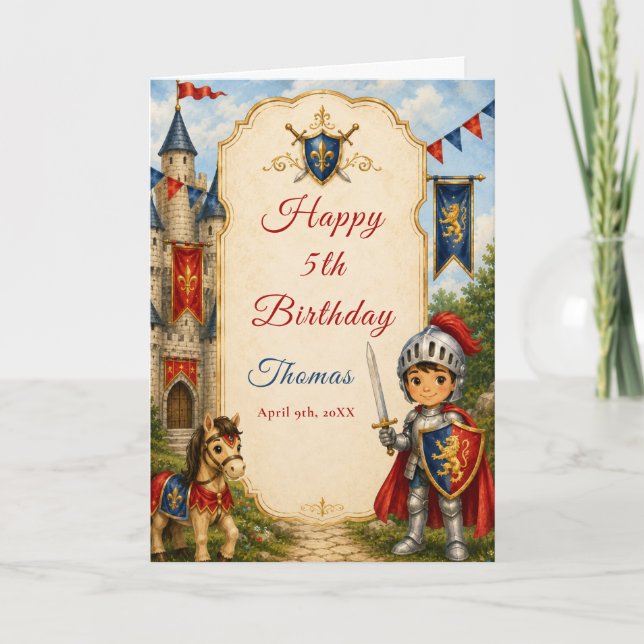 Tarjeta de cumpleaños del dragón del castillo de l (Anverso)