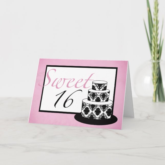 Tarjeta de cumpleaños del dulce 16 (Anverso)