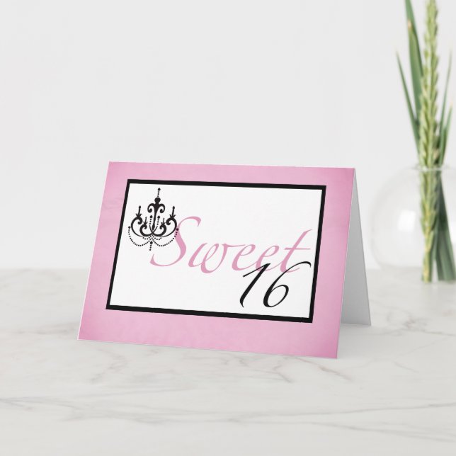 Tarjeta de cumpleaños del dulce 16 (Anverso)