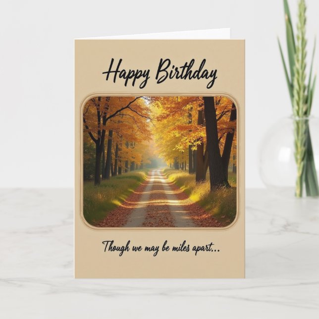 Tarjeta de cumpleaños del dulce camino de otoño (Anverso)