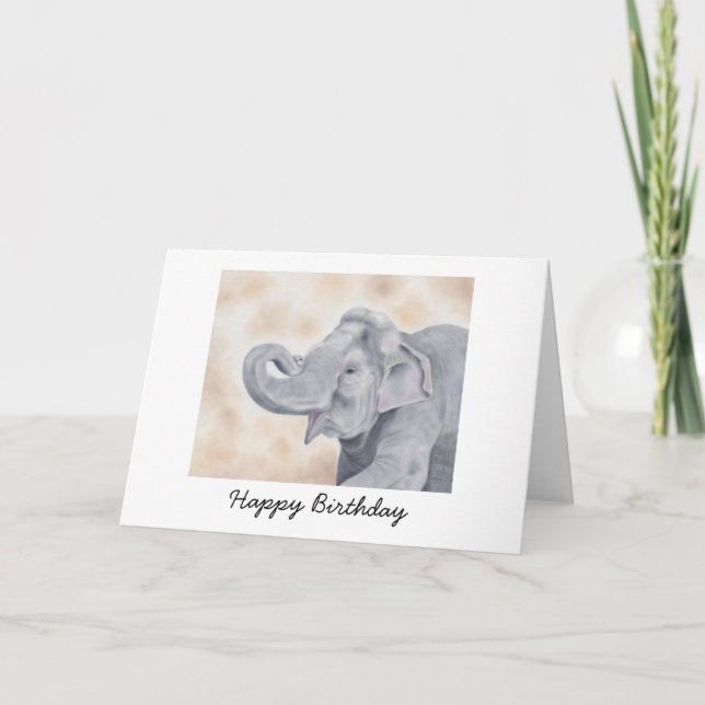 Tarjeta de cumpleaños del elefante asiático (Anverso)