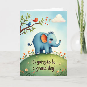 Tarjeta de cumpleaños del elefante azul dulce