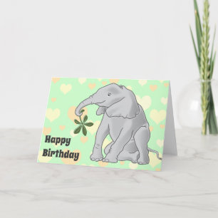 Tarjeta de cumpleaños del elefante del bebé