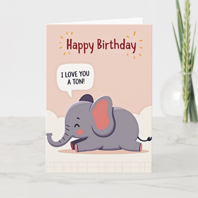 Tarjeta de cumpleaños del elefante suave (Anverso)