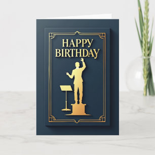 Tarjeta de cumpleaños del elegante director de orq