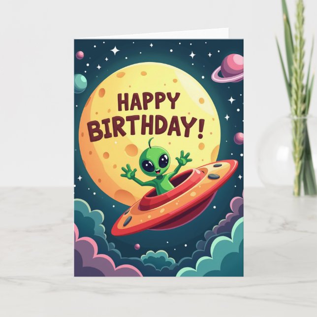 Tarjeta de cumpleaños del espacio alienígena (Anverso)