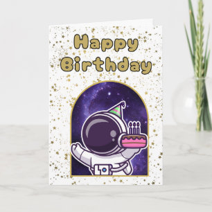 Tarjeta de cumpleaños del espacio exterior para ni